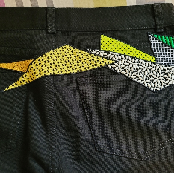 Christopher Kane Straight Leg Patchwork Jeans, BNWOT, Size 28 - Picture 10 of 10